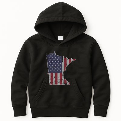 Minnesota American Flag 4th Of July Kids Hoodie