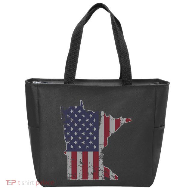 Minnesota American Flag 4th Of July Zip Tote Bag