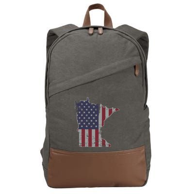 Minnesota American Flag 4th Of July Cotton Canvas Backpack