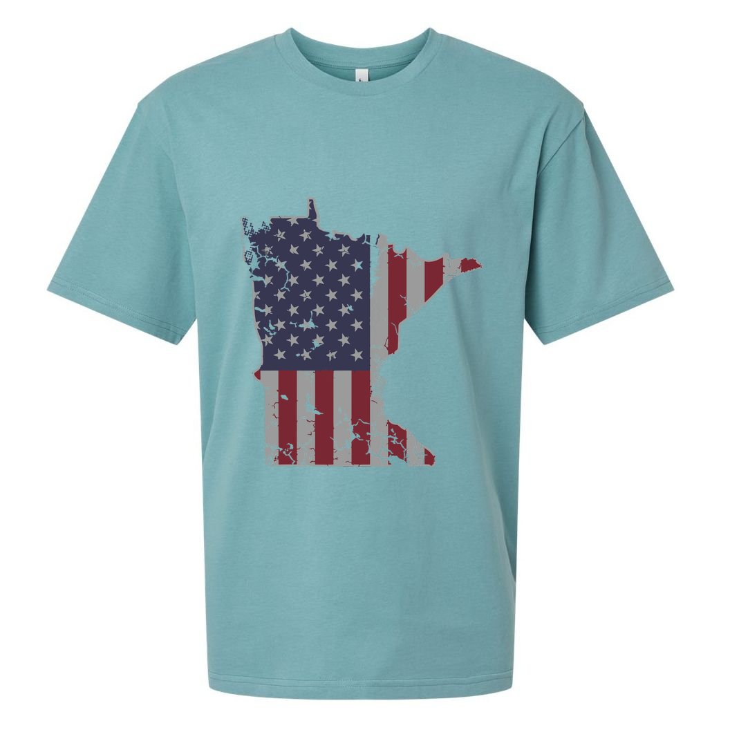 Minnesota American Flag 4th Of July Sueded Cloud Jersey T-Shirt