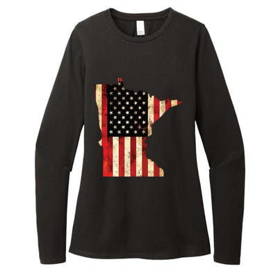 Minnesota American Flag Stars And Stripes Womens CVC Long Sleeve Shirt