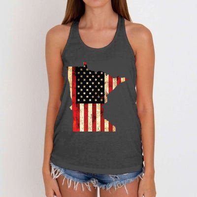 Minnesota American Flag Stars And Stripes Women's Knotted Racerback Tank