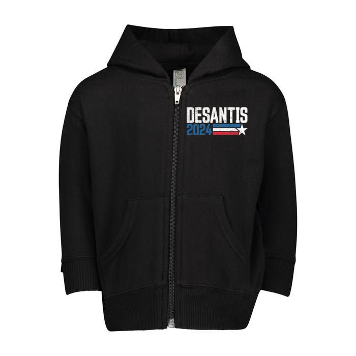 Make America Florida DeSantis 2024 Election Vintage US Flag Toddler Zip Fleece Hoodie