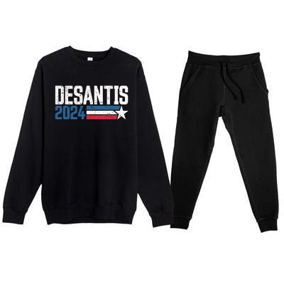 Make America Florida DeSantis 2024 Election Vintage US Flag Premium Crewneck Sweatsuit Set