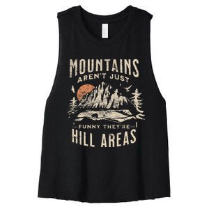 Mountains ArenT Funny TheyRe Hill Areas Dad Joke Word Pun Women's Racerback Cropped Tank