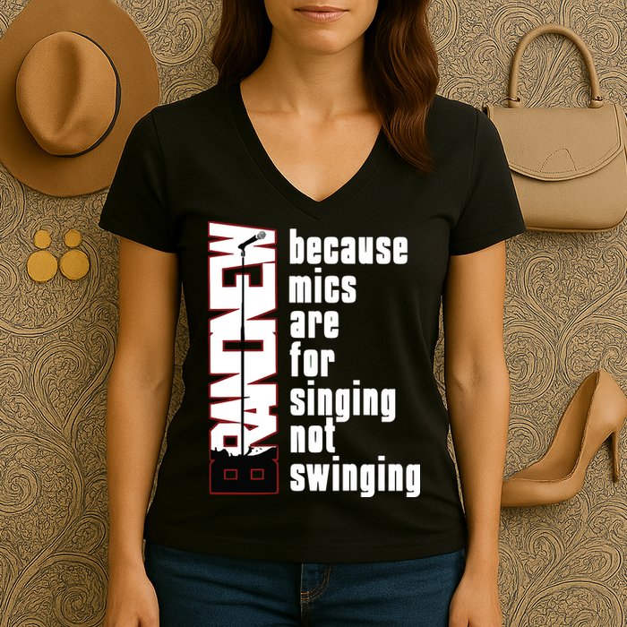 Mics Are For Singing Not Swinging Women's V-Neck T-Shirt