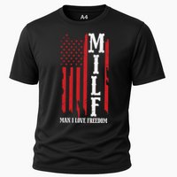 MILF American Flag Man I LIke Freedom 4th Of July Cooling Performance Crew T-Shirt