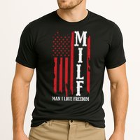MILF American Flag Man I LIke Freedom 4th Of July Cooling Performance Crew T-Shirt