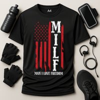 MILF American Flag Man I LIke Freedom 4th Of July Cooling Performance Crew T-Shirt
