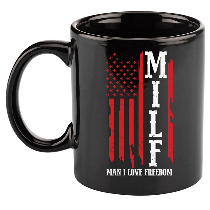 MILF American Flag Man I LIke Freedom 4th Of July 11oz C Handle Ceramic Mug