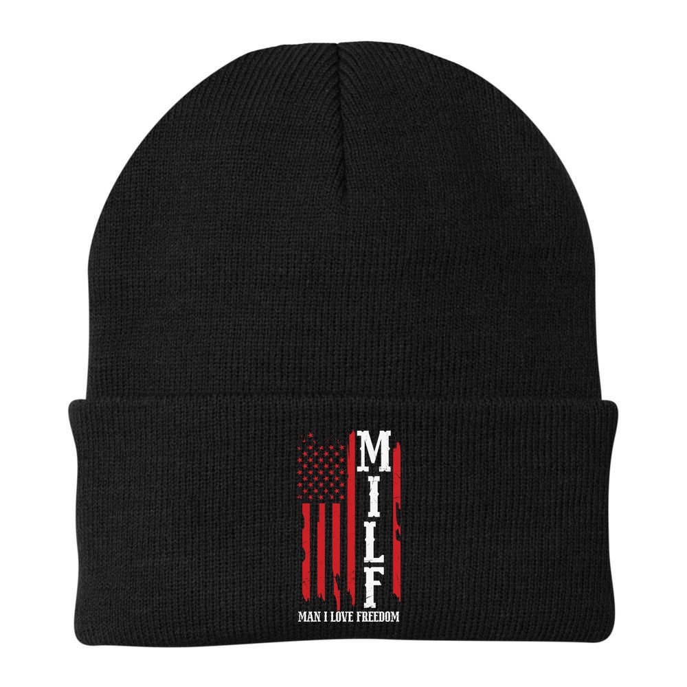MILF American Flag Man I LIke Freedom 4th Of July Beanie