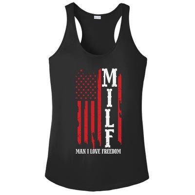 MILF American Flag Man I LIke Freedom 4th Of July Ladies PosiCharge Competitor Racerback Tank