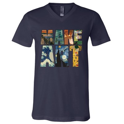 MAKE ART | Funny Artist Artistic Humor Painting Cool V-Neck T-Shirt