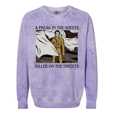 Michael A Freak In The Sheets Killer On The Streets Halloween Colorblast Crewneck Sweatshirt