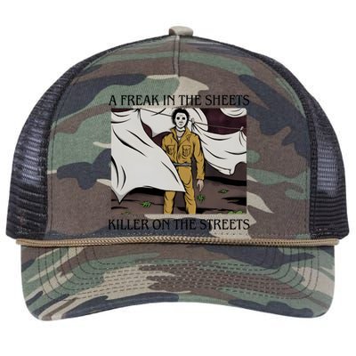 Michael A Freak In The Sheets Killer On The Streets Halloween Retro Rope Trucker Hat Cap