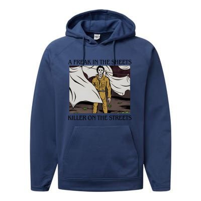 Michael A Freak In The Sheets Killer On The Streets Halloween Performance Fleece Hoodie