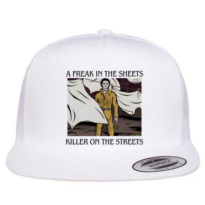 Michael A Freak In The Sheets Killer On The Streets Halloween Flat Bill Trucker Hat