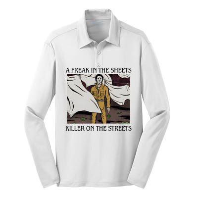 Michael A Freak In The Sheets Killer On The Streets Halloween Silk Touch Performance Long Sleeve Polo