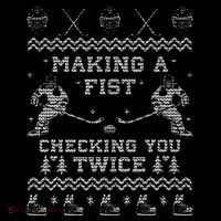 Making a fist checking you twice Hockey Xmas Gifts Sustainable Bucket Hat