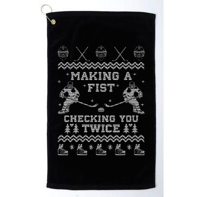 Making a fist checking you twice Hockey Xmas Gifts Golf Towel