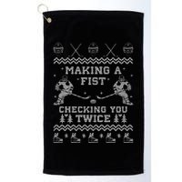 Making a fist checking you twice Hockey Xmas Gifts Golf Towel