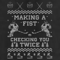 Making a fist checking you twice Hockey Xmas Gifts Golf Towel