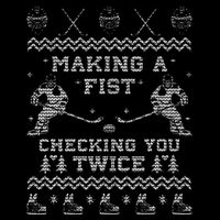Making a fist checking you twice Hockey Xmas Gifts Short Acrylic Beanie