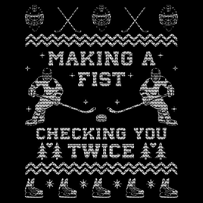 Making a fist checking you twice Hockey Xmas Gifts Short Acrylic Beanie