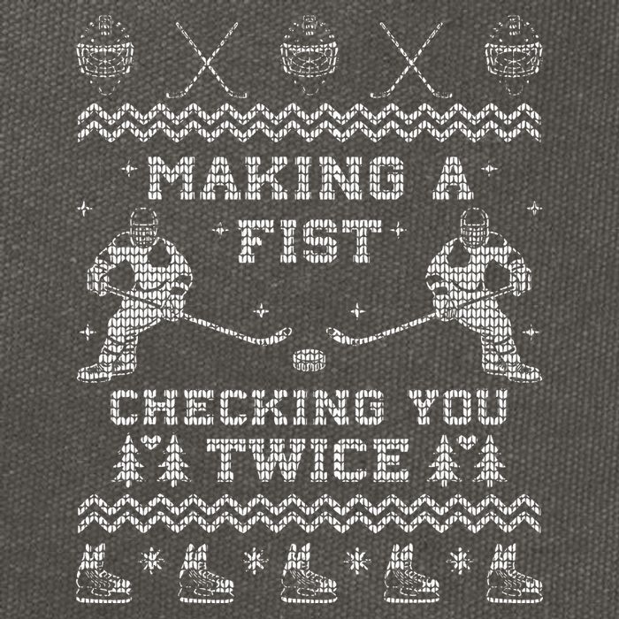 Making a fist checking you twice Hockey Xmas Gifts Cotton Canvas Backpack