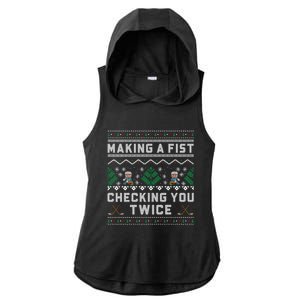 Making A Fist Checking You Twice Ice Hockey Players Xmas Funny Gift Ladies PosiCharge Tri-Blend Wicking Draft Hoodie Tank