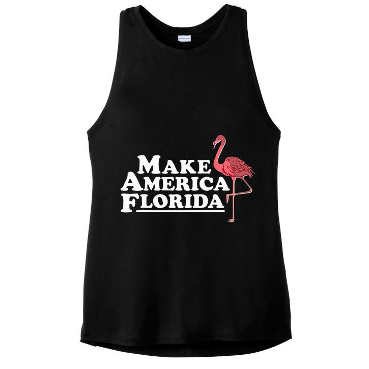 Make America Florida Funny Flamingo Ladies PosiCharge Tri-Blend Wicking Tank