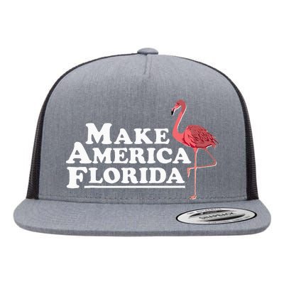 Make America Florida Funny Flamingo Flat Bill Trucker Hat