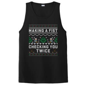 Making A Fist Checking You Twice Ice Hockey Players Xmas Gift PosiCharge Competitor Tank