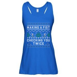 Making A Fist Checking You Twice Ice Hockey Players Xmas Gift Ladies Essential Flowy Tank