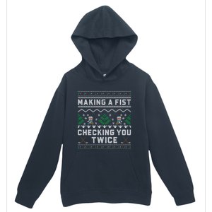 Making A Fist Checking You Twice Ice Hockey Players Xmas Gift Urban Pullover Hoodie