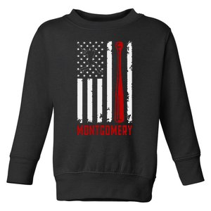 Montgomery American Flag Baseball Lover Usa Montgomery Toddler Sweatshirt