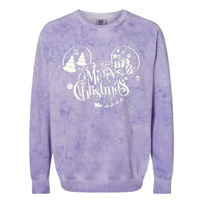 Mickey And Friends Christmas Merry Mickey Ears Colorblast Crewneck Sweatshirt