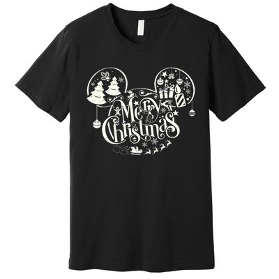 Mickey And Friends Christmas Merry Mickey Ears Premium T-Shirt