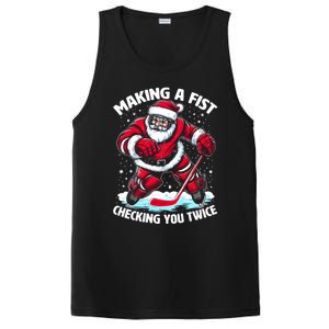 Making A Fist Checking You Twice Santa Hockey Christmas Gift PosiCharge Competitor Tank