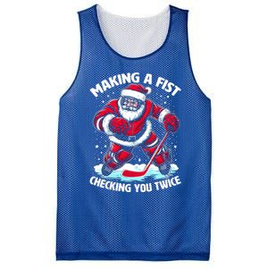 Making A Fist Checking You Twice Santa Hockey Christmas Gift Mesh Reversible Basketball Jersey Tank