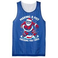 Making A Fist Checking You Twice Santa Hockey Christmas Gift Mesh Reversible Basketball Jersey Tank