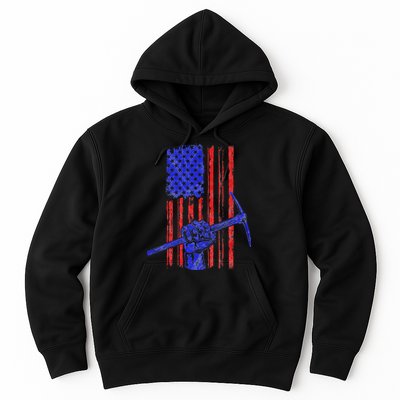 Miner American Flag Mining Gift Pick Usa Patriotic Hoodie