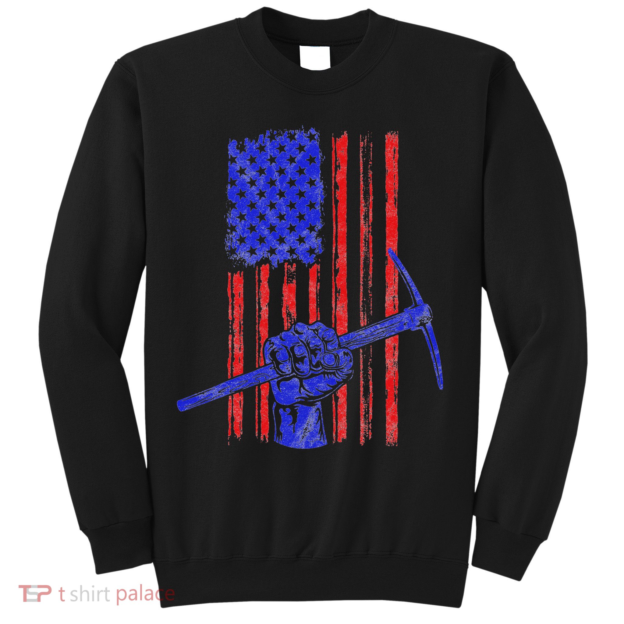 Miner American Flag Mining Gift Pick Usa Patriotic Sweatshirt