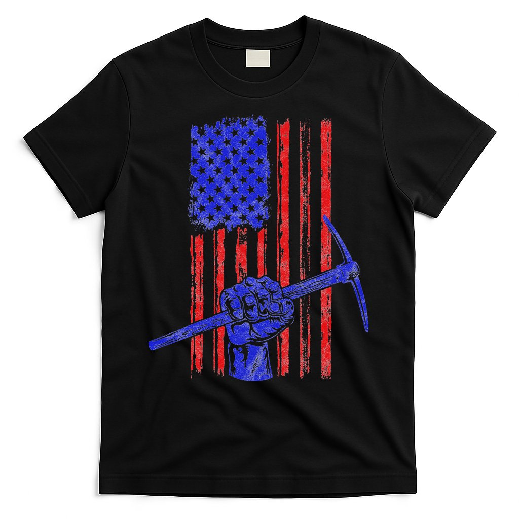 Miner American Flag Mining Gift Pick Usa Patriotic T-Shirt