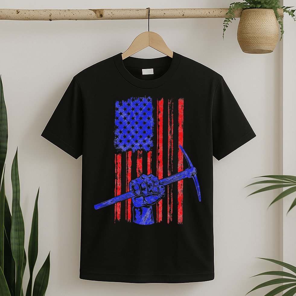 Miner American Flag Mining Gift Pick Usa Patriotic T-Shirt