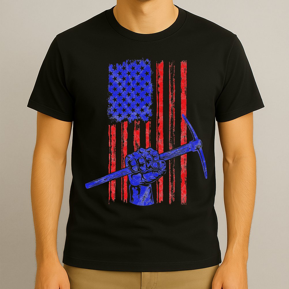 Miner American Flag Mining Gift Pick Usa Patriotic T-Shirt