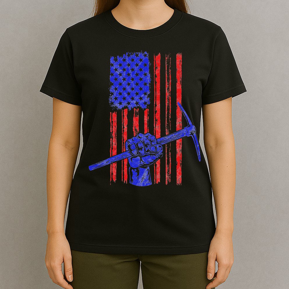 Miner American Flag Mining Gift Pick Usa Patriotic T-Shirt