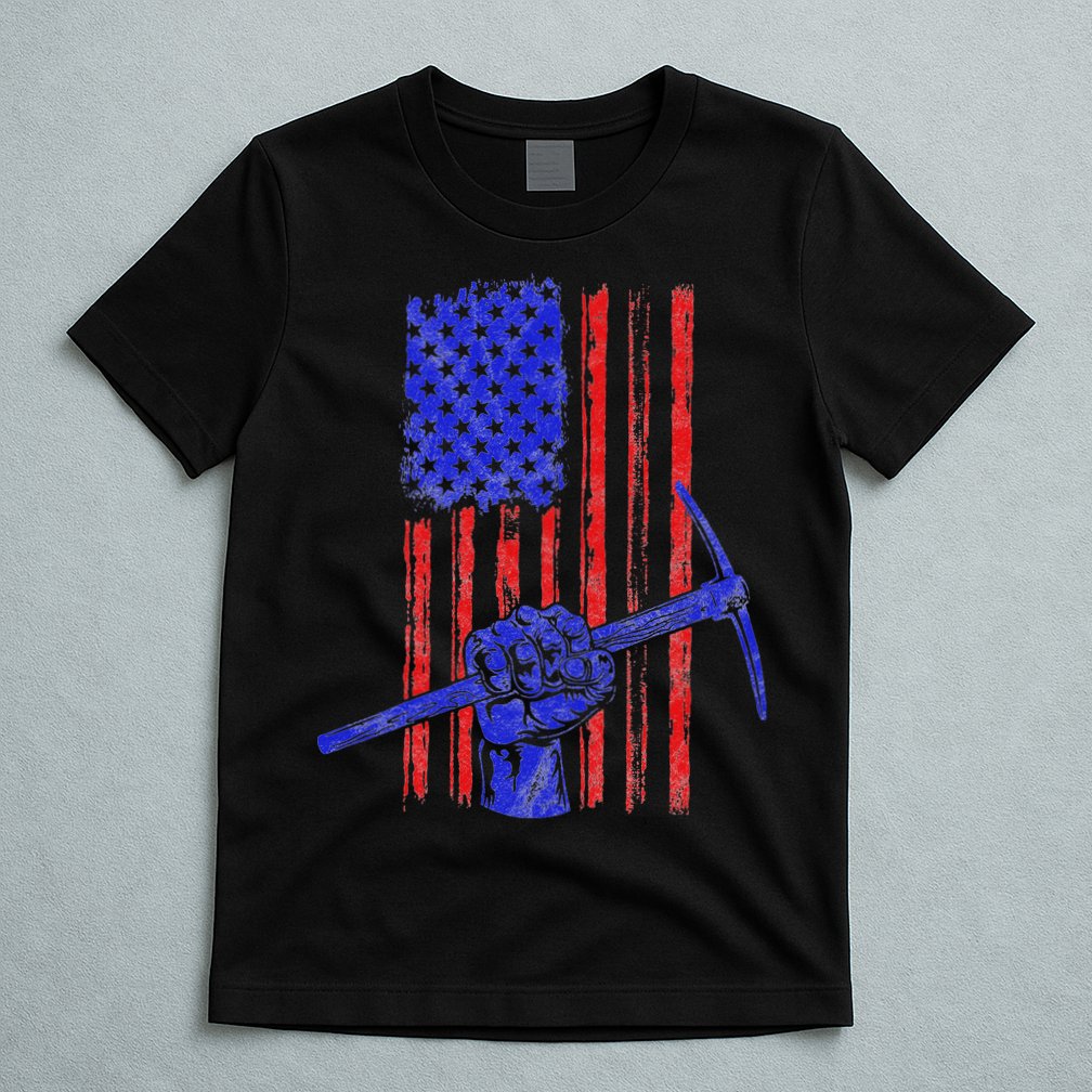 Miner American Flag Mining Gift Pick Usa Patriotic T-Shirt