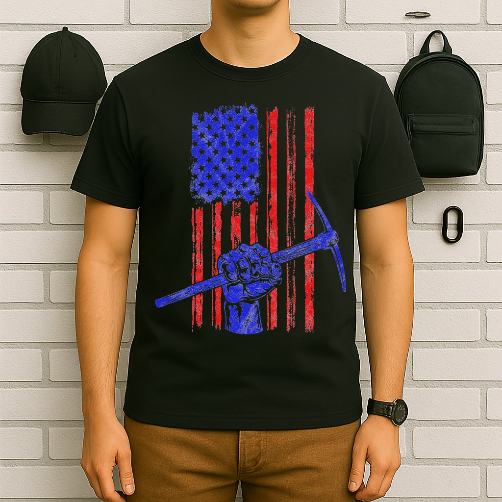 Miner American Flag Mining Gift Pick Usa Patriotic T-Shirt
