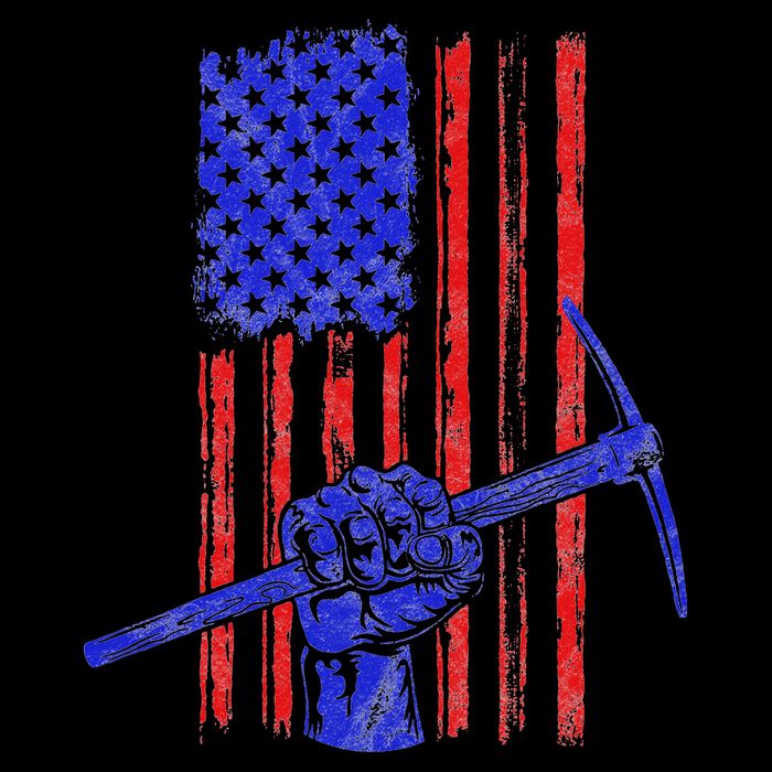 Miner American Flag Mining Gift Pick Usa Patriotic Women's V-Neck T-Shirt